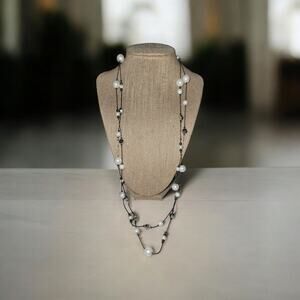 Faux Pearl and acrylic beaded necklace